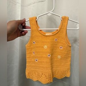 Knit Toddler Tank Top with Floral Embroidery